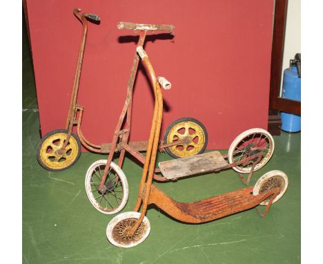 Three vintage scooters