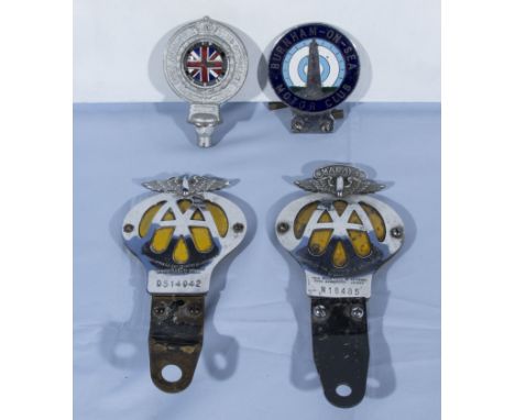 Four automobile car club badges