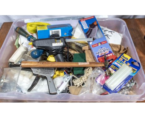 Box of assorted tools and accessories 