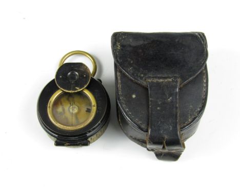 A First World War patent lensatic compass in leather pouch
