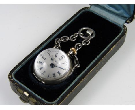 A late 19th Century spherical fob watch by J & A Bornand of Geneva, having 'bull's eye' convex lenses to face and back, the l