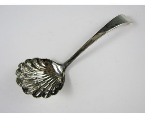 A George V silver dredging spoon, Lee and Wigfull, Sheffield, 1918, 21g 