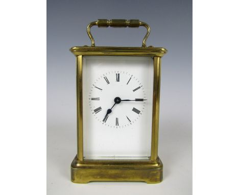A late 19th / early 20th Century French carriage clock in corniche case