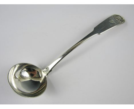 A George IV Scottish silver shell pattern sauce ladle, William Forrest & Co, 1821