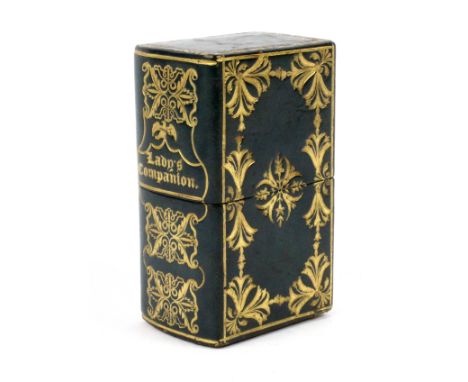 A fine example of an English book form Lady's Companion, circa 1840, in neat gilt tooled green leather titled to the 'spine'.