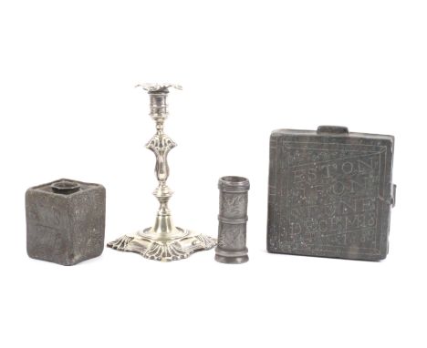 An Eston Ironstone 'bible' and three other pieces, the 'bible' inscribed 'Eston Iron Stone Decem. 18. 1889', with floral and 