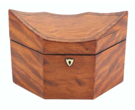 The Georgian satinwood tea caddy from the desk of Arthur Negus, of hexagonal form with raised ivory shield escutcheon, the di