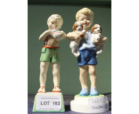 TWO ROYAL WORCESTER FIGURINES OF MONDAY'S CHILD AND FRIDAY'S CHILD 