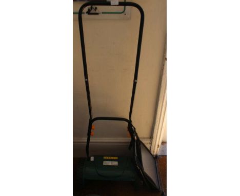 A MANUAL GARDEN LAWNMOWER with grass collection box 