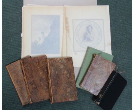 A VINTAGE LEATHER BOUND THREE VOLUME SET OF STURM'S REFLECTIONS printed in 1795, together with another small selection of boo