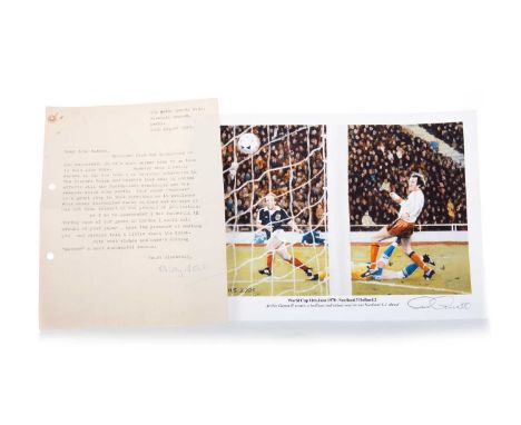 FOOTBALLING PHOTOGRAPHS AND PRESS SHOTS comprising a signed photograph of Tommy Walker of Heart of Midlothian F.C., a signed 