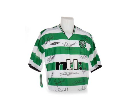 CELTIC F.C., SIGNED 2001/03 HOME SHIRT, size L, fourteen autographs
