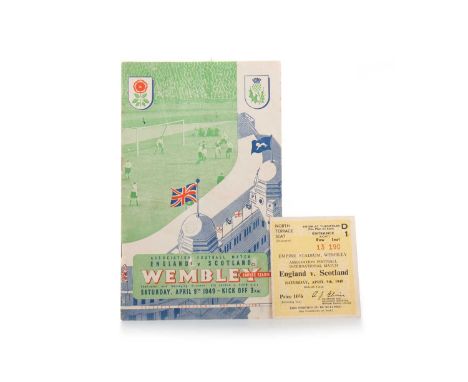 SCOTLAND VS. ENGLAND, PROGRAMME AND TICKET, 9TH APRIL 1949  football programme and ticketthe ticket Row 13 Seat 190