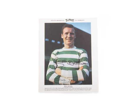 BILLY MCNEILL OF CELTIC C.F., SIGNED TYPHOO TEA CARD, signed in marker pen