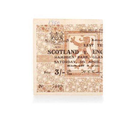 SCOTLAND VS. ENGLAND, TICKET, 5TH APRIL 1952  football ticketNo. 7109