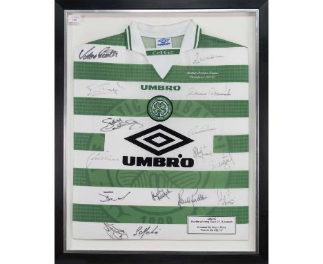CELTIC F.C., SIGNED HOME JERSEY, 1997/98  the shirt with fifteen team autographs from the 1997/98 Premier League Champions, m