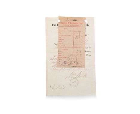 BILL STRUTH OF RANGERS F.C., SIGNED EXPENSES DOCUMENT, 11TH MAY 1923  Received from Rangers F/C. Ibrox Park Govan... the sum 