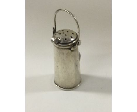 A Victorian silver pepper in the form of a jersey can. Birmingham 1900. By Henry Wilkinson Ltd. Approx. 8 grams. Est. £20 - £