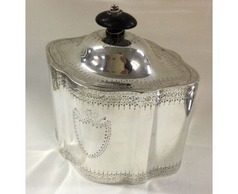 A George III silver caddy with vacant cartouche. London 1791. By Henry Chawner. Approx. 394 grams. Est. £1200 - £1500.