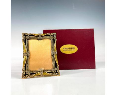 7440/3; A stylish and sophisticated museum gold plated frame adorned with canary enamel and diamond crystals. Edgar Berebi im