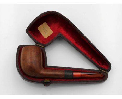 A small cased unused Victorian Barling briar Liverpool type pipe, Edwin &amp; William Barling, London, 1892, clear amber colo