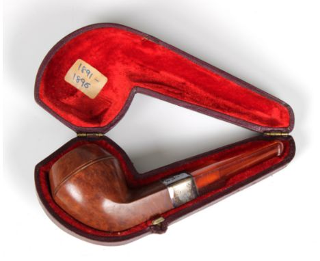 A cased unused Victorian Barling short Bulldog briar pipe, Edwin &amp; William Barling, London, date letter rubbed, the bowl 