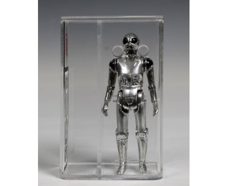 A loose, graded vintage Star Wars Death Star droid., cased in acrylic and graded by UK Graders. Figure 80 Paint 85 Overall 80