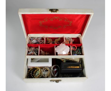 A collection of various costume jewellery, to include flexible bracelets, cufflinks, pendents, etc, housed in jewellery box. 