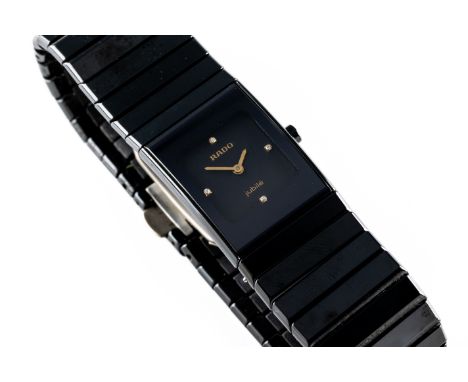 A ladies Rado Jubile ceramic wristwatch, set with four diamond indicators