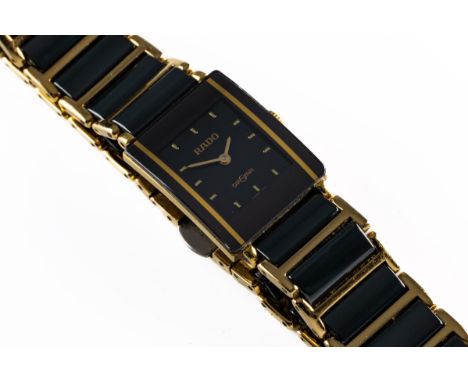 A ladies Rado DiaStar wristwatch, with ceramic and gold plated links