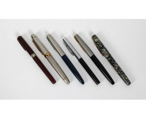 A collection of vintage pens, to include a parker interchangeable; Eversharp fountain; Hauser Bill 707 SF ballpoint, etc. (6)