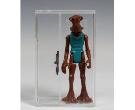 A loose, graded vintage Star Wars Hammerhead "eyes left" with original blaster., Cased in acrylic and graded by UK Graders. F