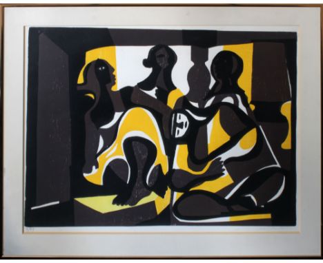 Emiliano di Cavalcanti (Brazilian, 1897-1976), Figuras, woodcut, signed lower right in pencil and numbered in pencil lower le