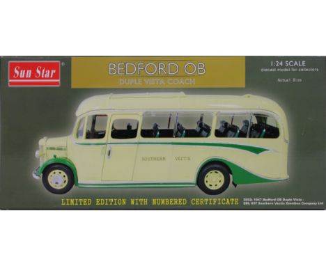 Sun Star 1:24 scale diecast model Bedford OB Southern Vectis Omnibus Company Ltd replica EDL 637 bus, Number # 5002, Ltd Edit