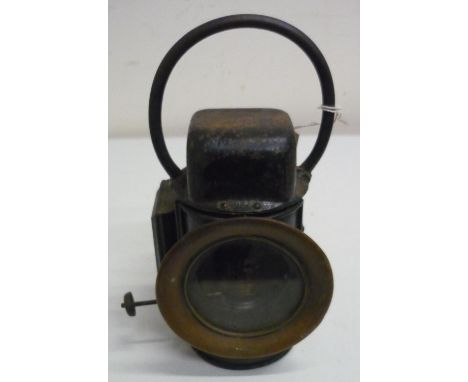 Vintage Traction engine lamp, loop handle, spring clamp and internal burner (height 24cm) 