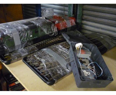 Garden railway layout, comprising; Pico locomotive number 37105 high sided open wagon and guards van, Nedqida covered wagon a