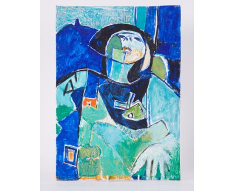 Unframed painting titled 'Girl in Light and Shade' 1991, oil on board, 43cm x 30cm