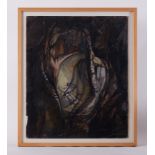 Framed painting titled ' Rock Forms' c.1951, oil on board 61cm x 50cm