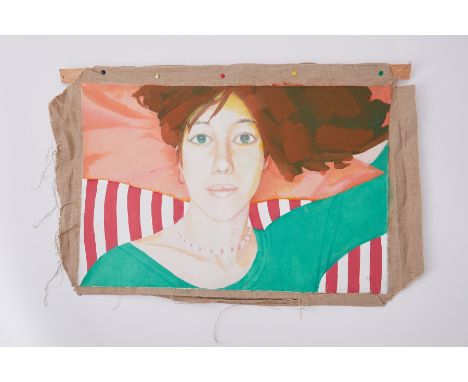 Unframed canvas, 'Portrait on Katrina', c1975, oil/acrylic on canvas, 50 x 76cm.