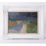 Framed painting titled ' Donegal Landscape (2)' 1962, oil on board, 38cm x 48cm