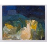 Unframed painting titled ' Landforms, Donegal' 1962, oil on board, 51cm x 63cm