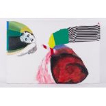 Painting titled ' Op and Pop' 1973-4, acrylic/board, 107cm x 71cm