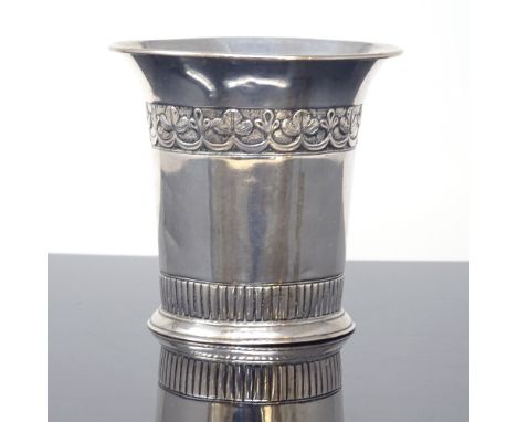 HANS JOSEF PIIL - a 19th century Danish silver beaker, floral swag decorated neck with flared rim and gilded interior, hallma