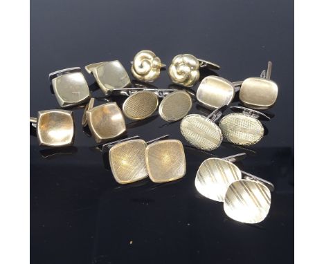 8 pairs of Scandinavian silver modernist cufflinks, including Hermann Siersbol and Rudolf Svinth, 60.3g total, (8 pairs)

All