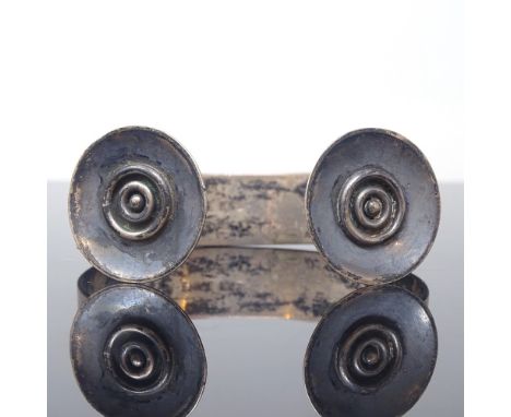 I ERNST - a Vintage Danish silver Viking Revival torque bangle, terminals with coil-mounted discs, maker's marks ERNST, inter