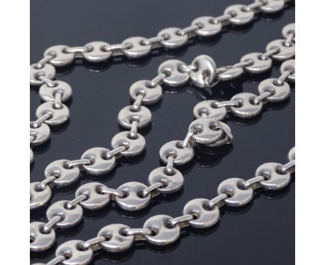 KJELD WILLIAM CHRISTENSEN - a mid-century Danish sterling silver puff Gucci-link necklace, maker's marks KC, necklace length 