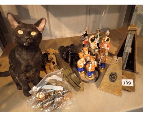 Mixed lot to include two sets of binoculars ceramics and a metronome CONDITION REPORT: One pair or binoculars = Miolta Sport 