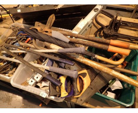 Three boxes of mixed tools