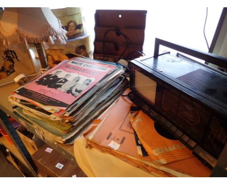 Shelf of mixed items including letter rack CONDITION REPORT: The electrical items included in this lot have been PAT tested a