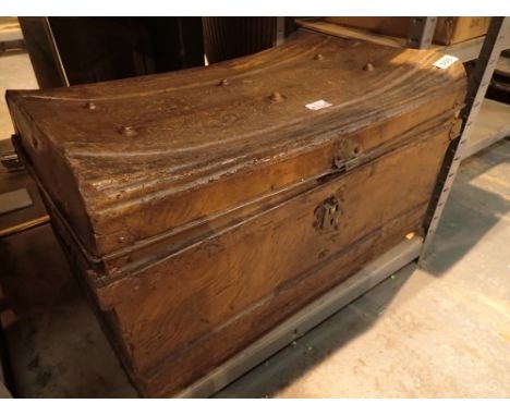 Large antique tin luggage trunk 